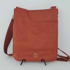 Radley London Pockets Medium Zip Around Leather Crossbody Bag Orange